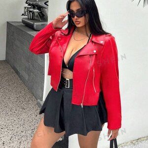 S218 Red PU Jacket Size 0XL